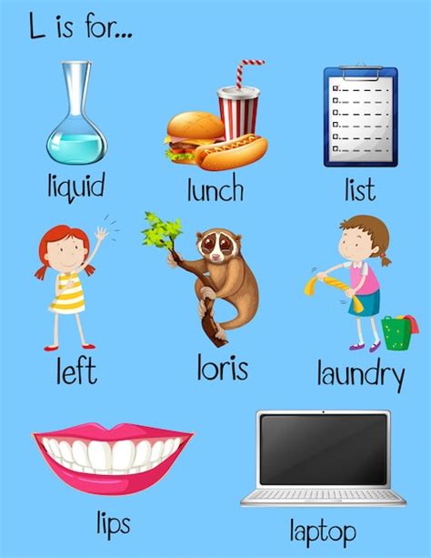 Free Vector Many Words Begin With Letter L