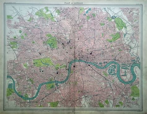 Old Map Of London Street Plan Circa 1890