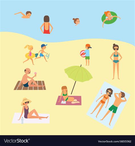 people on the beach royalty free vector image vectorstock