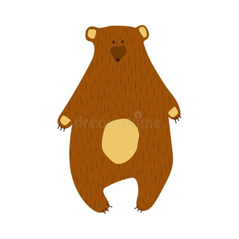 Hand Drawn Cartoon Vector Illustration Set Of Cute Brown Bear Isolated