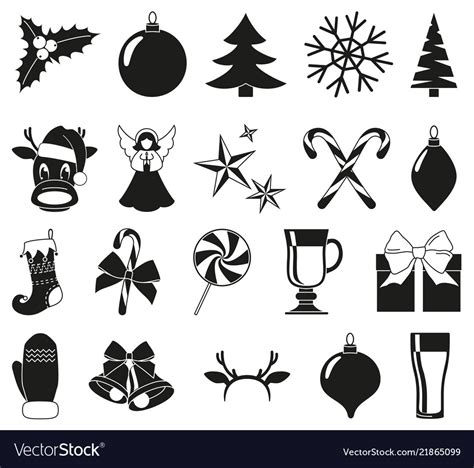Black And White 20 Christmas Elements Royalty Free Vector