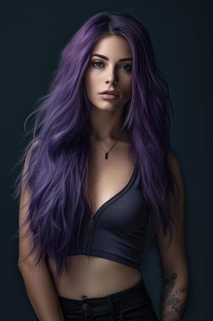 Premium Ai Image A Woman With Purple Hair And A Purple Hair