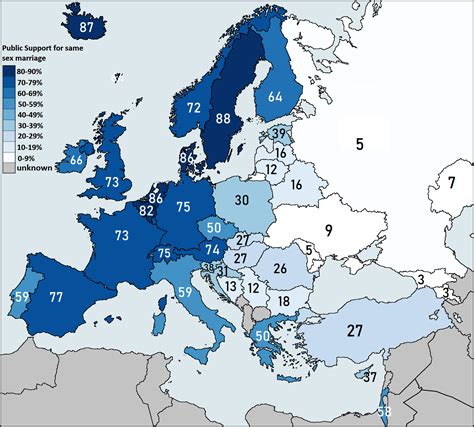 Map Public Support For Same Sex Marriage In Europe Infographictv Number One Infographics
