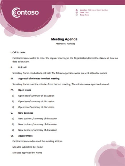 printable   write  meeting agenda  conference calls meeting