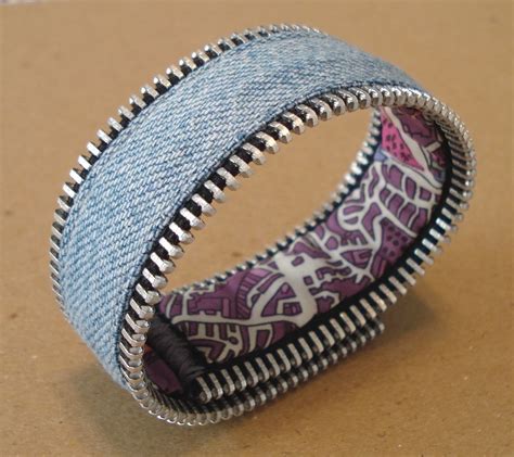 Fabric Cuff Bracelet Denim Bracelet Zipper Bracelet Zipper Jewelry