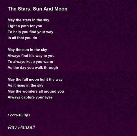 The Stars Sun And Moon The Stars Sun And Moon Poem By Ray Hansell