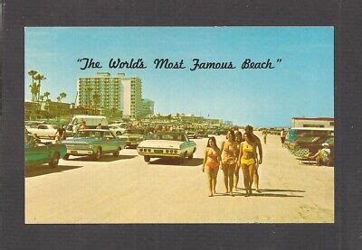 Postcard Bikini Cuties Automobiles On The Sand At Daytona Beach Florida Ebay