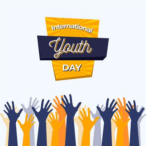 International Youth Day Poster With Blue And Yellow Hands 1218657
