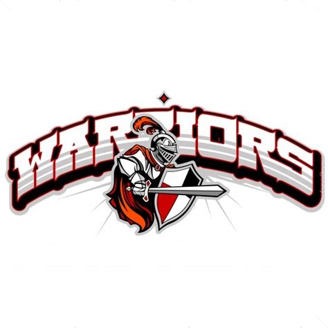 Vector badge or logo template with the face of a warrior wearing a mask and a helmet. Warriors Team Logo - Vector Clipart Warriors