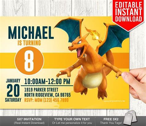 Charizard Invitation Download Charizard Invitations Charizard Pokemon