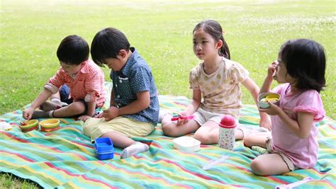 Japanese Kids Having A Picnic Stock Footage Video 100 Royalty Free