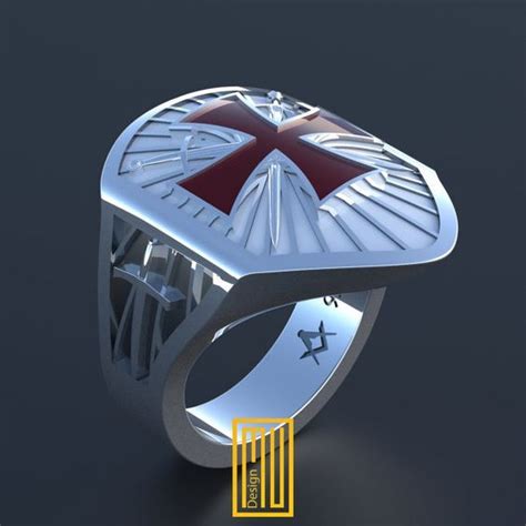 The Knights Templar Ring 925k Sterling Silver With Enamel With Etsy