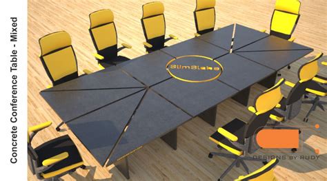 Concrete Conference Table Mixed Design Geometric Series