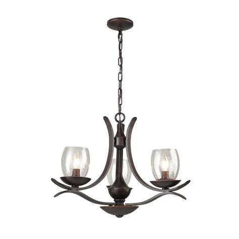 Rustic Bronze Dining Room Chandelier With Seeded Glass 3