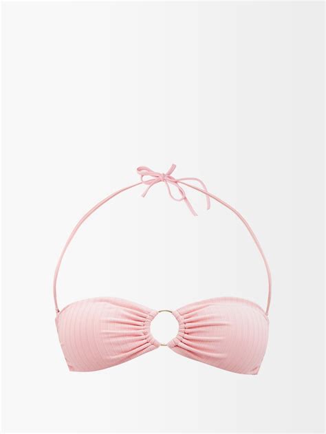 Pink Evita Ribbed Bandeau Bikini Top Melissa Odabash Matchesfashion Us