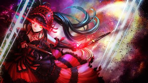 Female Anime Character With Red Headband Digital Wallpaper