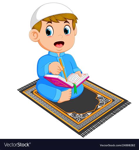 Boy Is Reading Al Quran Royalty Free Vector Image