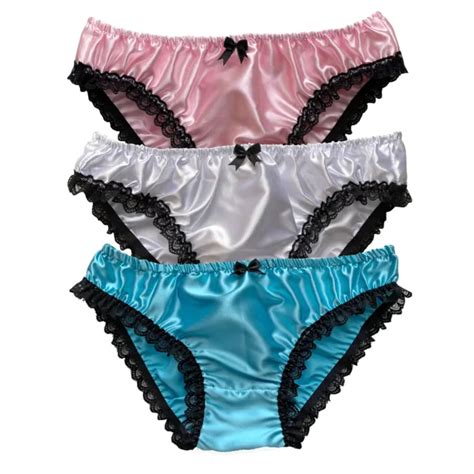 Satin Silky Frilly Lace Sissy Panties Bikini Knickers Underwear Size 10 20 17 16 Picclick