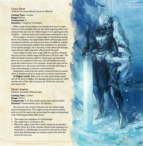 New Spells Cold Snap And Frost Armor — Dnd Unleashed A Homebrew Expansion For 5th Edition