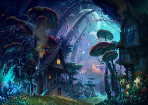 Mushroom Tree House Enchanted Forest Fairy Tale World Wonderland