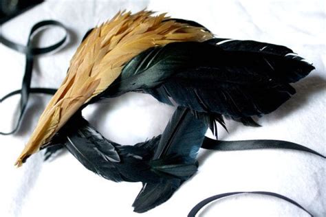 Hawkgirl Dc Comic Inspired Mask In Black And Gold Feathers