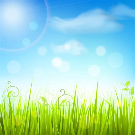 Spring Meadow Grass Blue Sky Poster 459647 Vector Art At Vecteezy