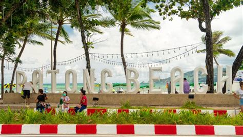Patong Beach Sign At Patong Beach Phuket Editorial Photo Image Of