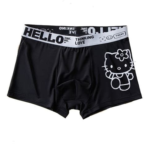 Loose Hello Kitty Panties Male Cartoon Pattern Shorts Pure Cotton Soft