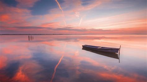 Morning Water Red Sky At Morning Cloud 4k Atmosphere Horizon