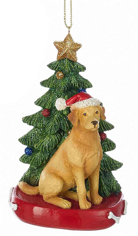 Christmas tree ornaments artificial flower glitter poinsettia home xmas decor. Yellow Lab Christmas Tree Ornament
