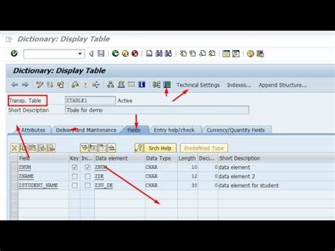 How To Create Sap Table In Sap Abap Youtube