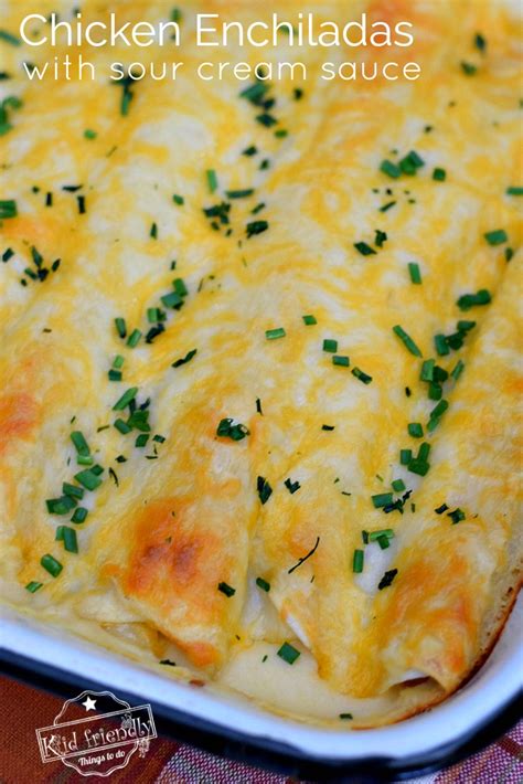 Pour sour cream mixture over the enchiladas and top with cheese. Chicken Enchiladas With Sour Cream White Sauce Recipe {+ Video}