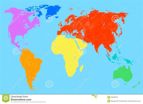 Weltkarte umrisse einfach zum ausdrucken : Mapa Do Mundo Colorido, Isolado Ilustração Stock - Imagem ...