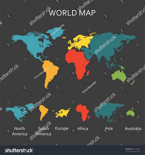 World Map Continents Map Infographics Template стоковая иллюстрация