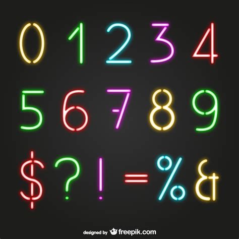Free Vector Neon Style Numbers
