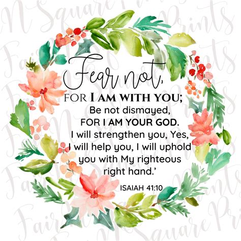 Isaiah 4110 Fear Not For I Am With You Png File For Etsy
