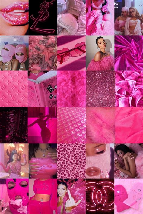 100 Piece Hot Pink Baddie Aesthetic Wall Collage Kit Etsy
