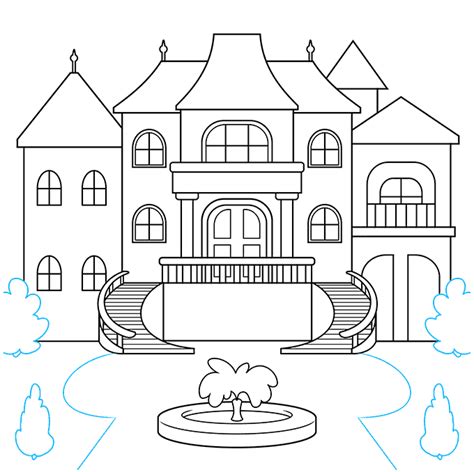 How To Draw A Mansion Really Easy Drawing Tutorial House Drawing