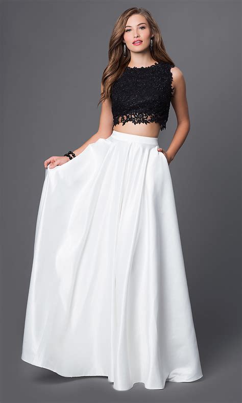 Satin And Lace Two Piece Prom Dress Promgirl