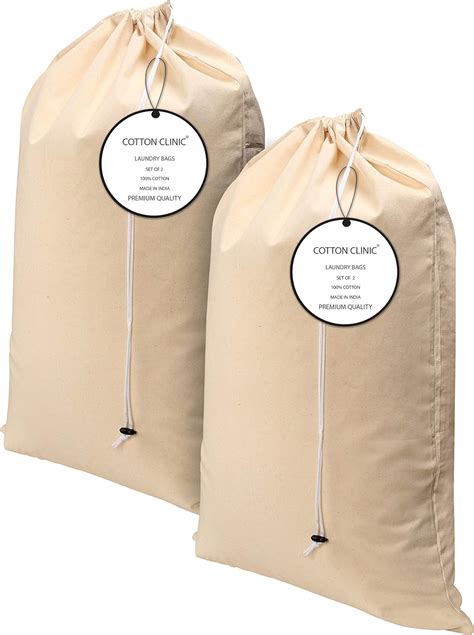 Cotton Clinic 2 Pack Extra Large Laundry Bags With Drawstring 60 X 90