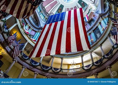 American Flags At The Old Courthouse In Downtown St Louis Stock Image