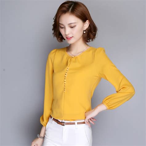 Blusas Femininas Fashion Women Blouse Tops Long Sleeve Casual Chiffon Blouses Elegant Lady