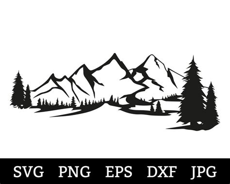 Mountain Svg Dxf Mountain Forest Svg Pine Trees Pacific Etsy