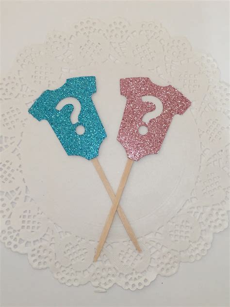 Gender Reveal Cupcake Toppers Gender Reveal Party Gender Etsy