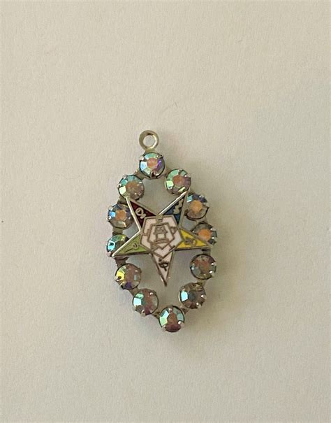 Order Of The Eastern Star Rhinestone Pendant Vintage Rhinestone Star