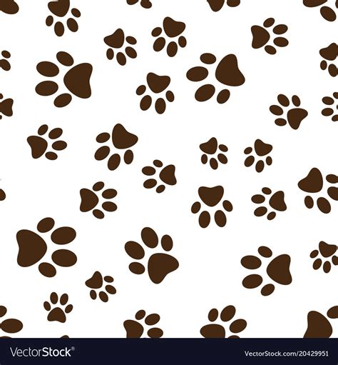 Cat Or Dog Brown Paw Prints Seamless Royalty Free Vector