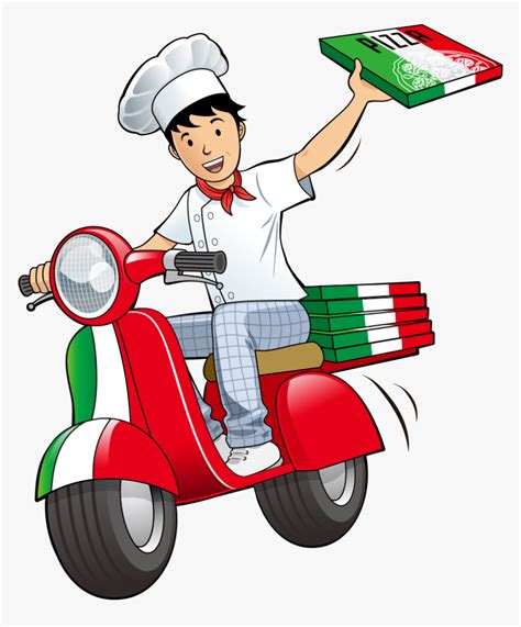 Take Out Restaurant Deliveryman Delivery Vector Pizza Pizza Delivery