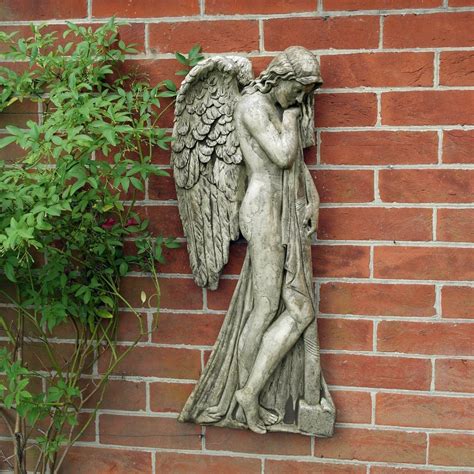 Religious Angel Stone Garden Wall Art Plaque