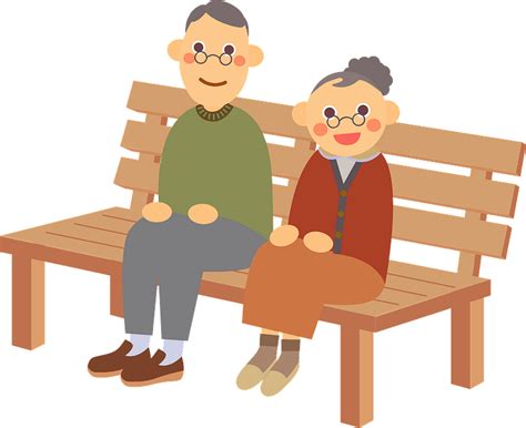 Old Couple Is Sitting On A Bench Clipart Free Download Transparent