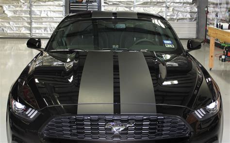 Ford Mustang Matte Black Racing Stripes Zilla Wraps